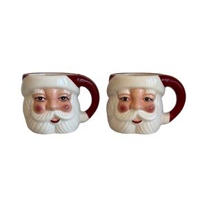 NWT Pottery Barn Santa Claus Ceramic Mugs - Set of 2